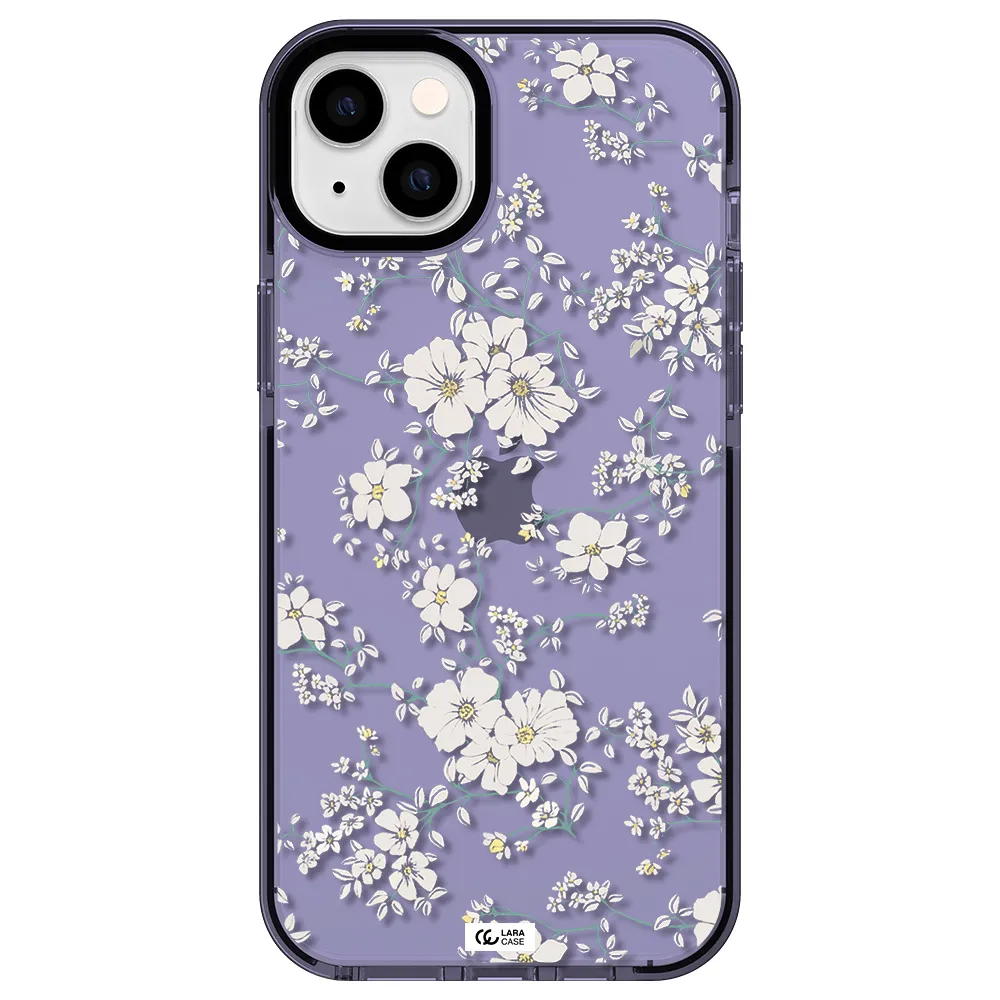 White Flower Apple iPhone 14 plus impact Lilac Case