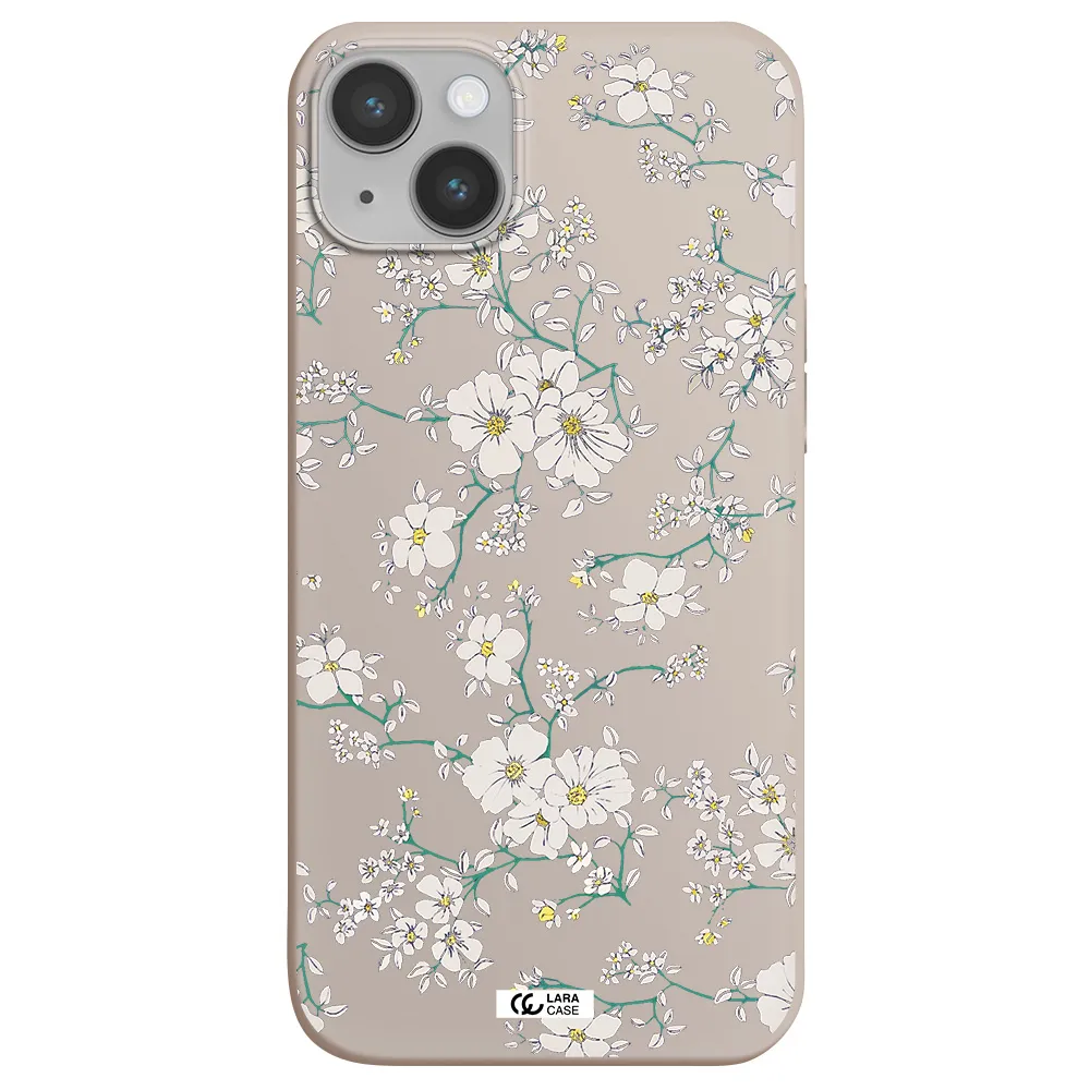 White Flower Apple iPhone 14 plus Silicone Stone Case
