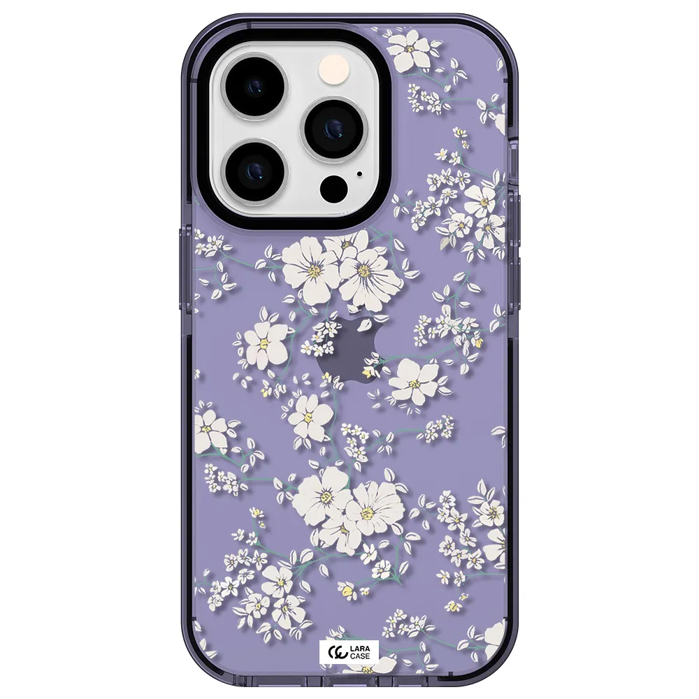White Flower Apple iPhone 14 pro impact Lilac Case