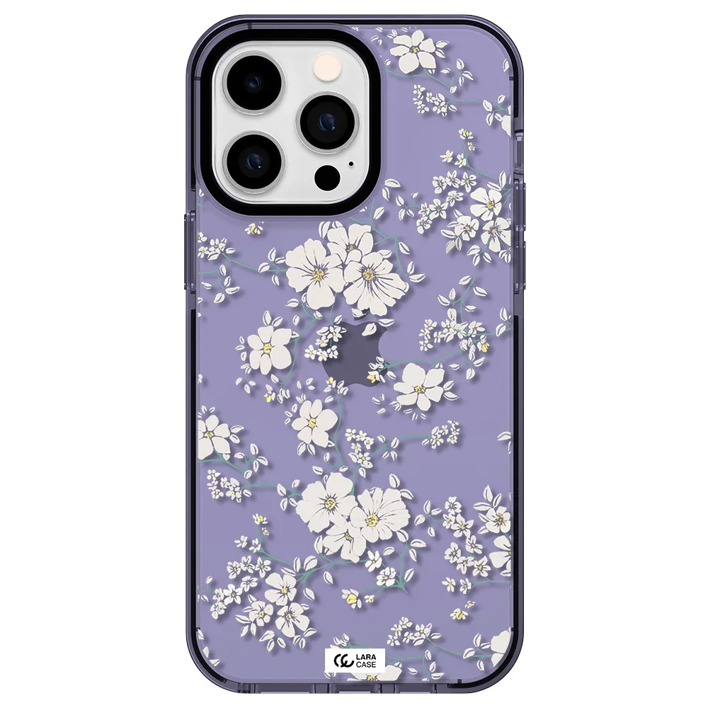 White Flower Apple iPhone 14 pro max impact Lilac Case