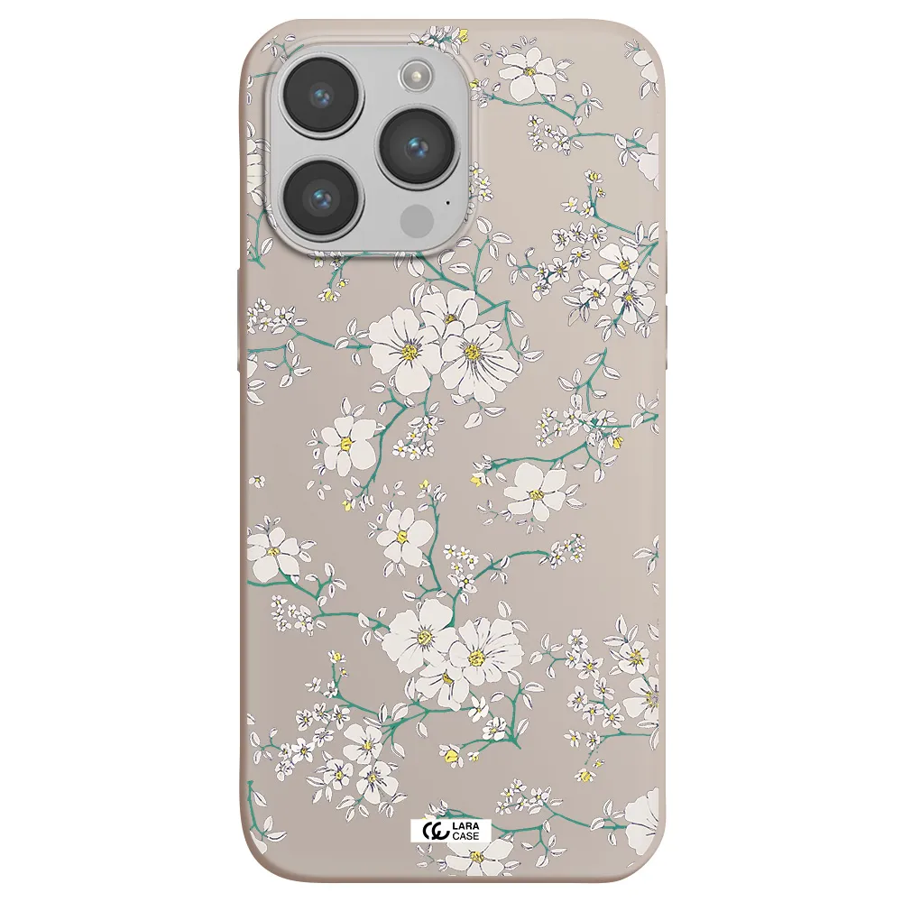 White Flower Apple iPhone 14 pro max Silicone Stone Case