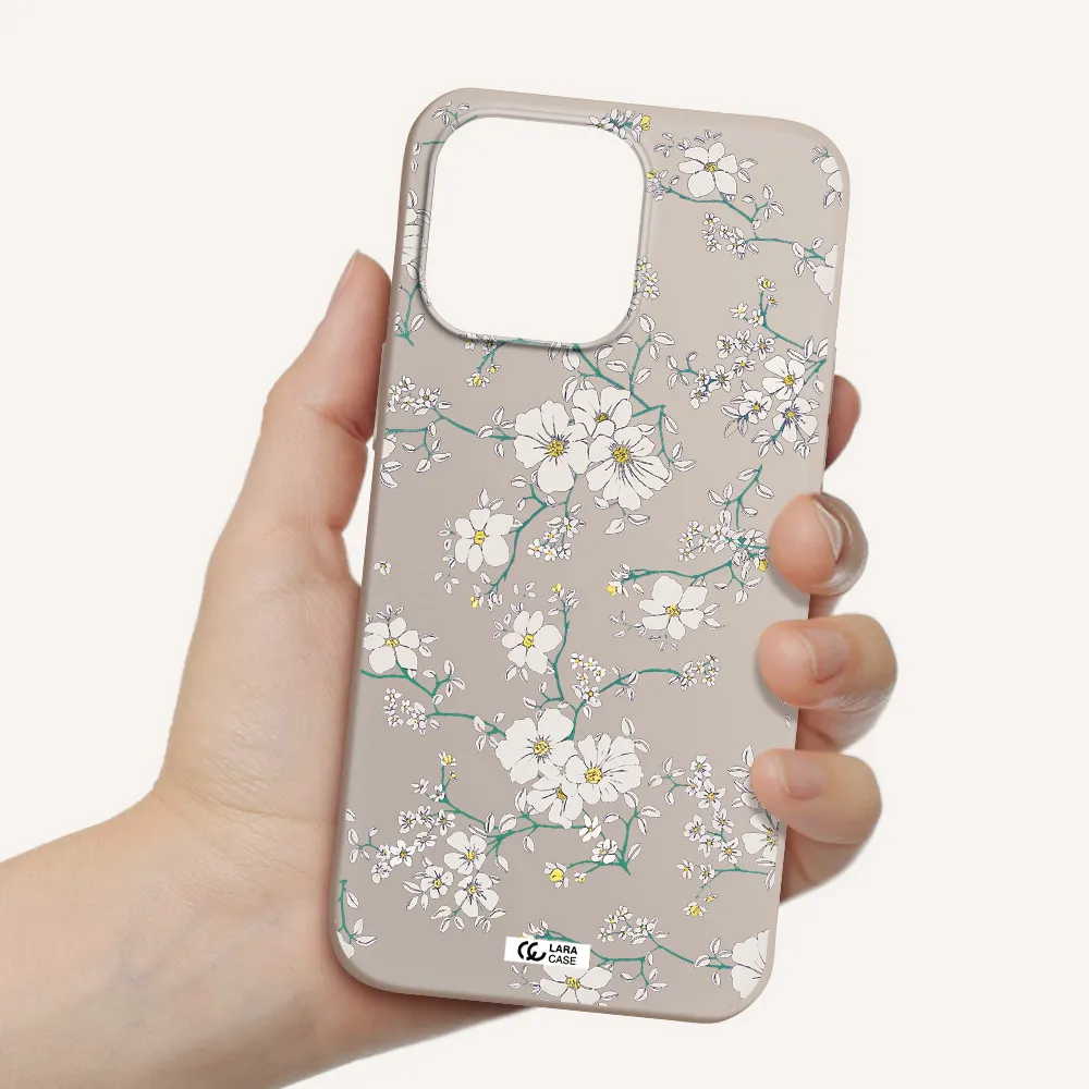White Flower Apple iPhone 14 pro Silicone Stone Case