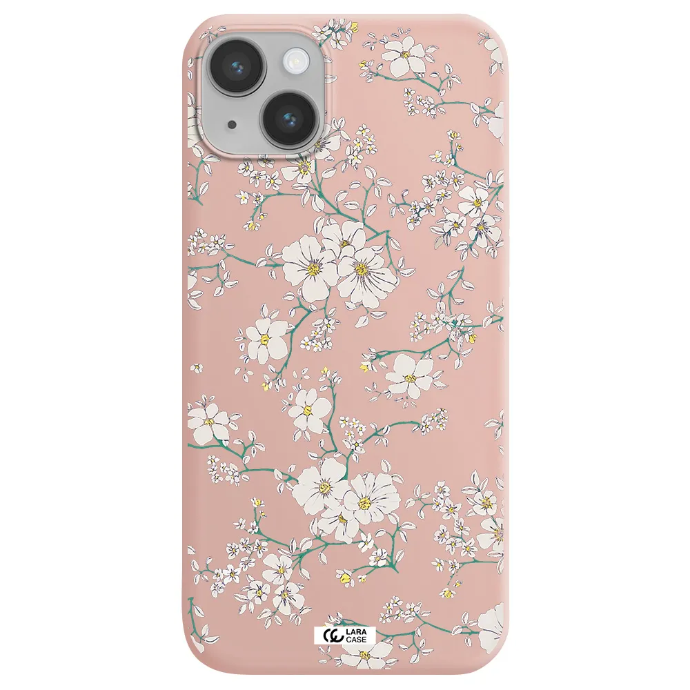White Flower Apple iPhone 14 Silicone pastel pink Case