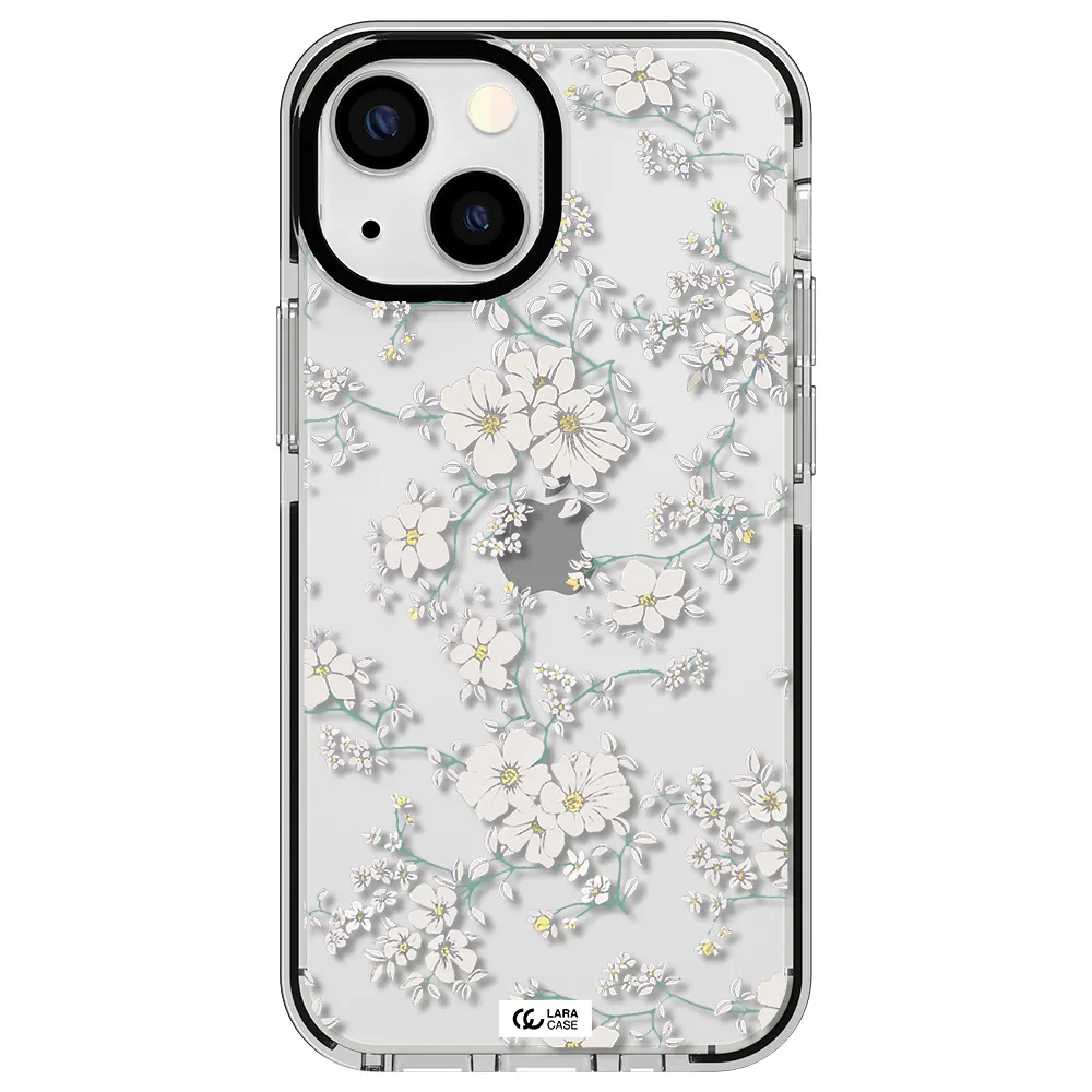 White Flower Apple iPhone 15 impact black border Case