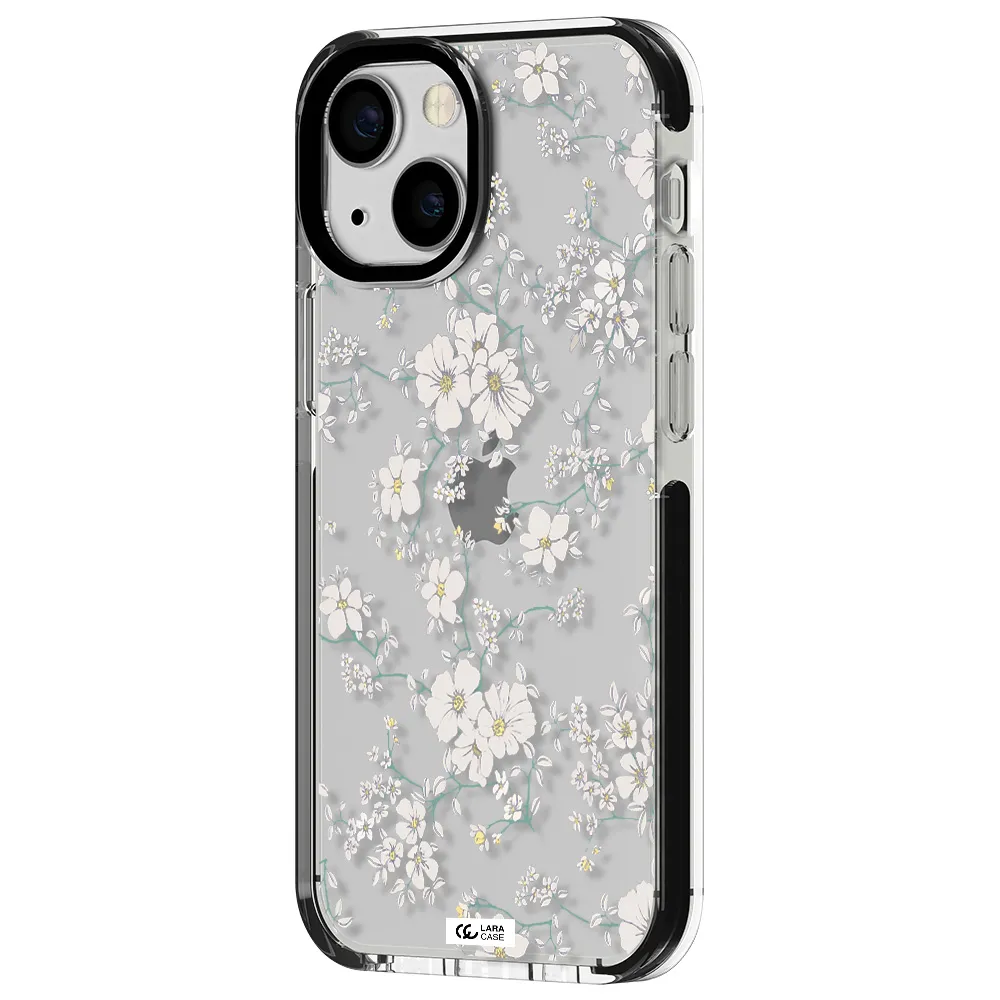 White Flower Apple iPhone 15 impact black border Case