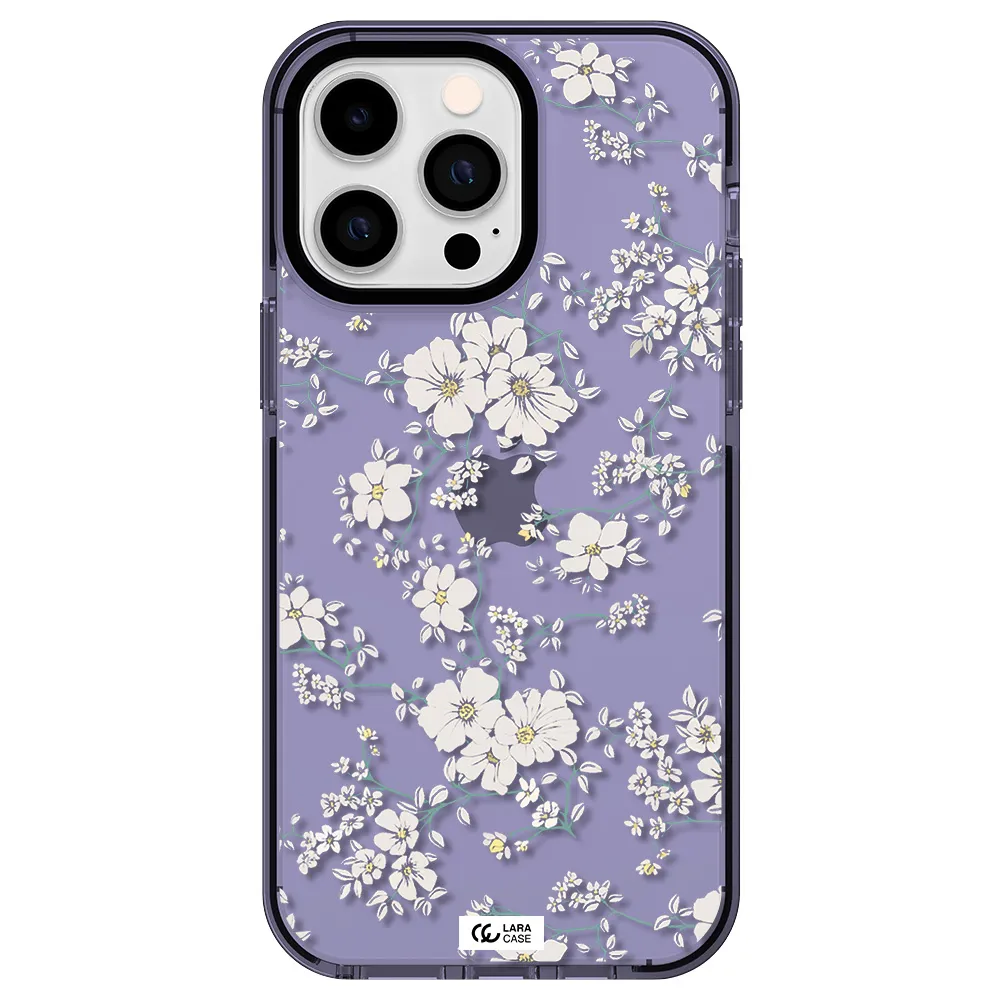 White Flower Apple iPhone 15 Pro impact Lilac Case