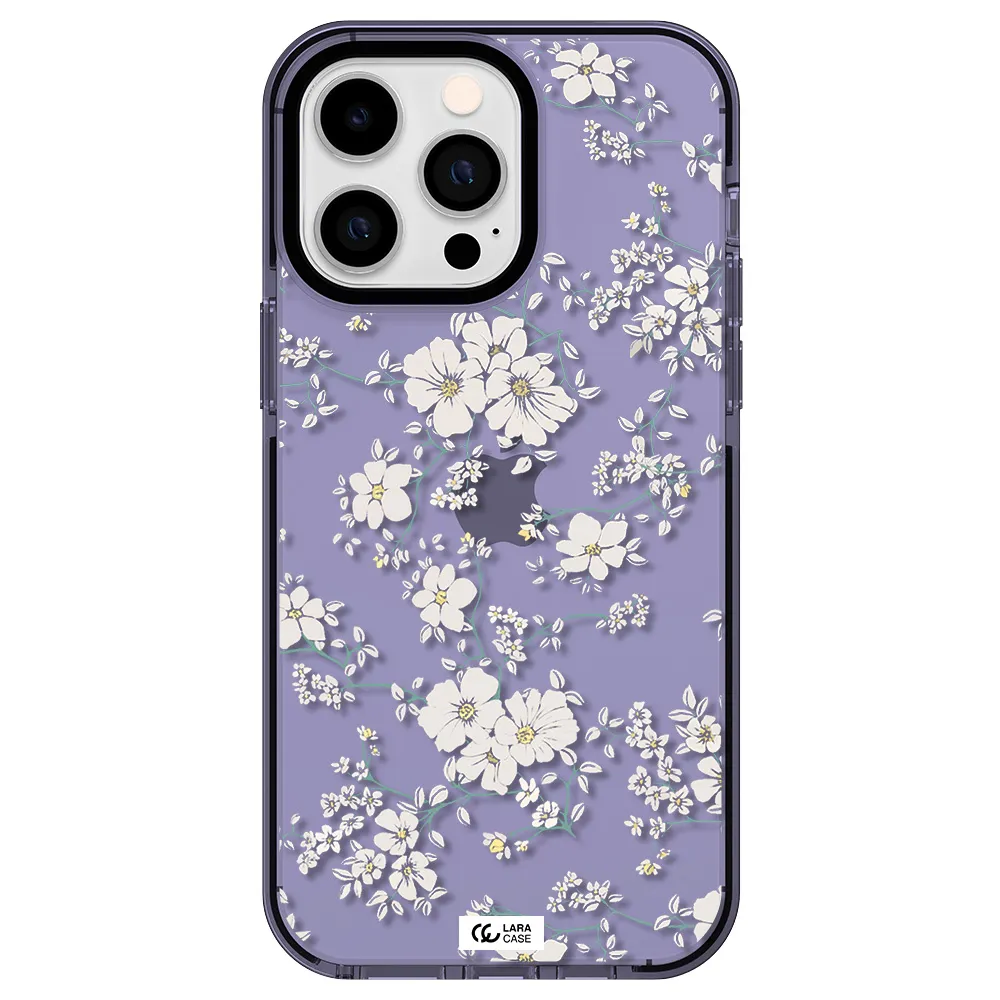 White Flower Apple iPhone 15 Pro Max impact Lilac Case