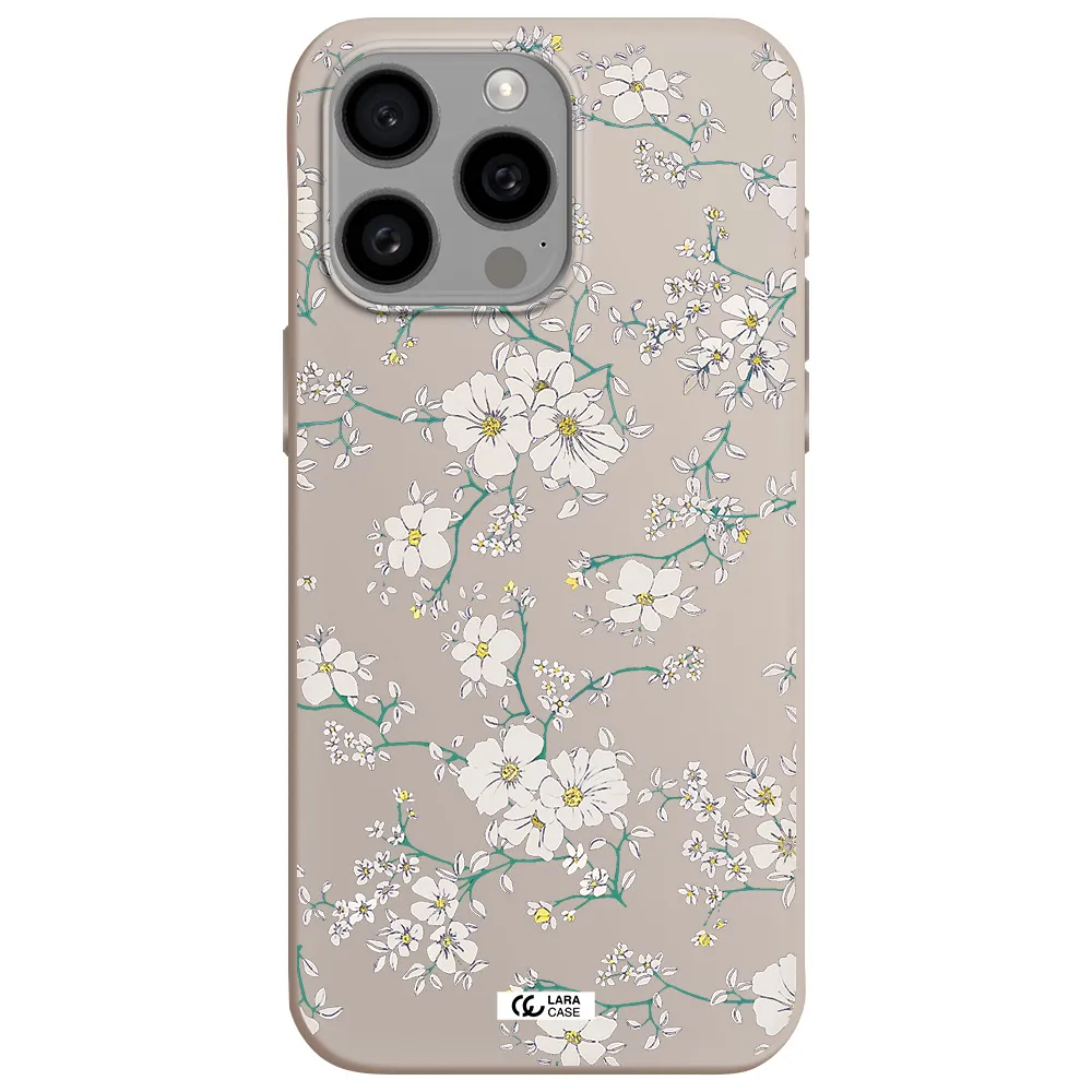 White Flower Apple Iphone 15 Pro max Silicone Stone Case
