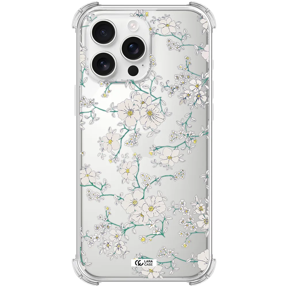 White Flower Apple Iphone 16 Pro Max Clear Pc Case