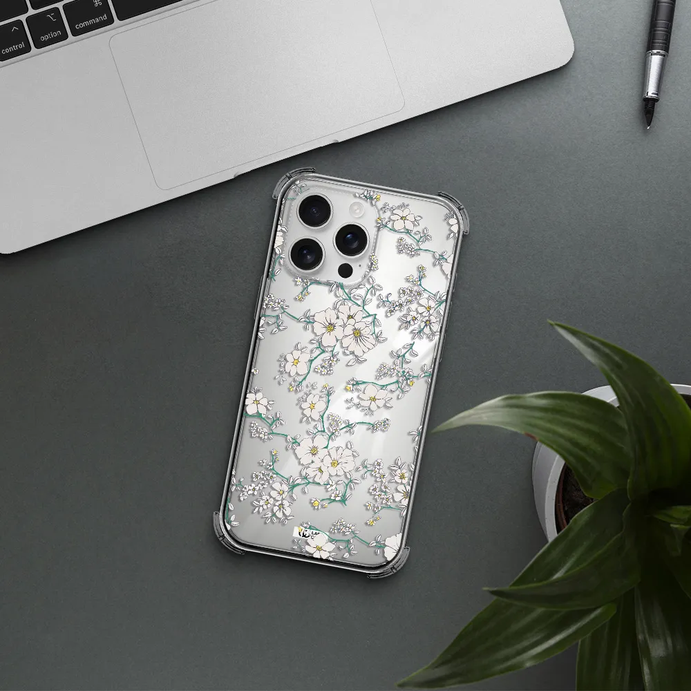 White Flower Apple Iphone 16 Pro Max Clear Pc Case