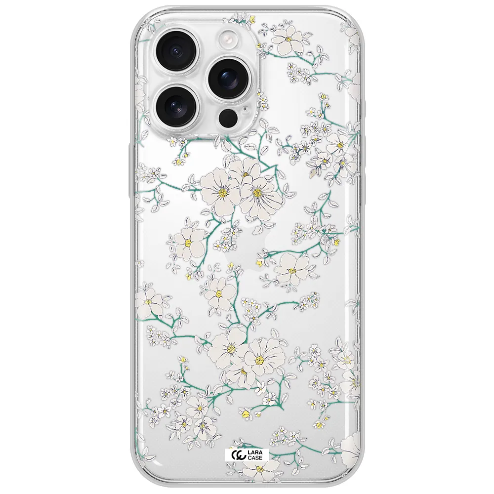 White Flower Apple Iphone 16 Pro Max Clear Tpu Case