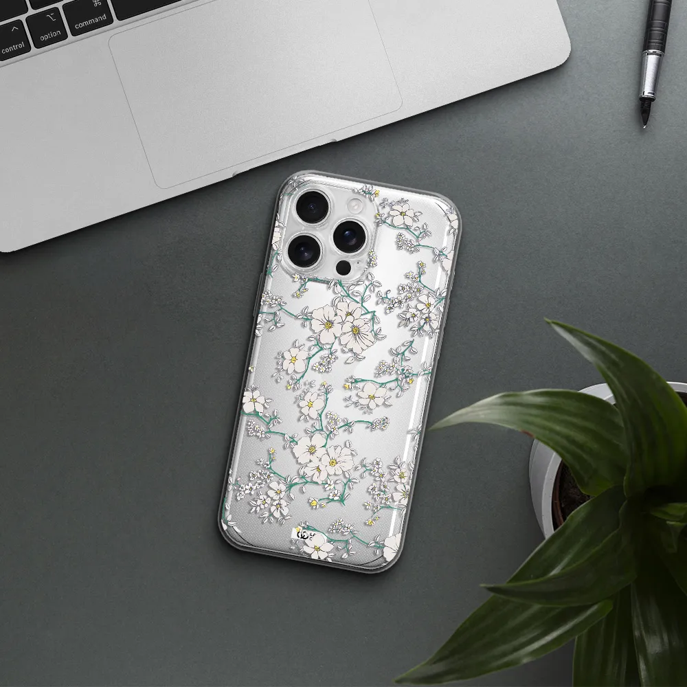 White Flower Apple Iphone 16 Pro Max Clear Tpu Case
