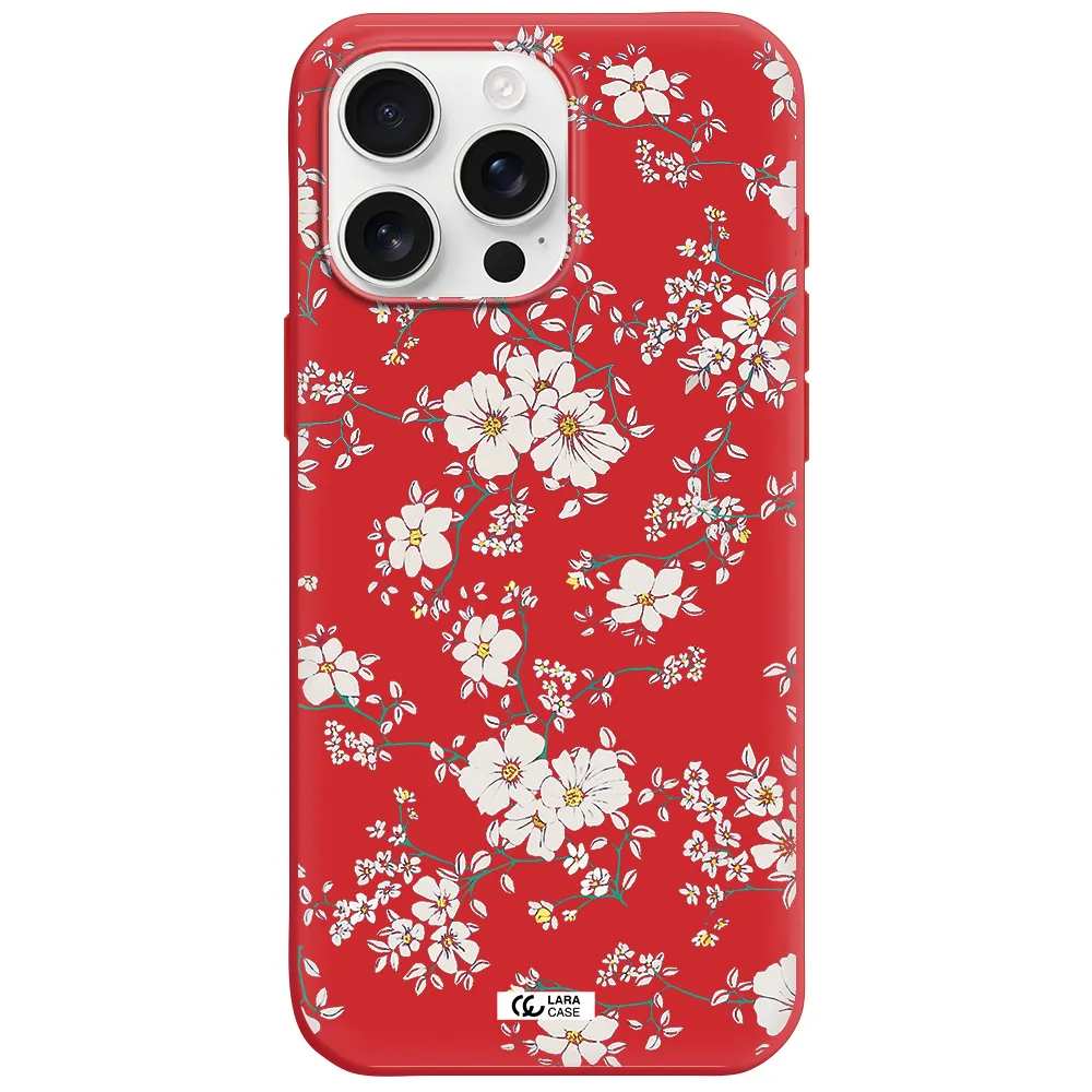 White Flower Apple Iphone 16 Pro Max Silicone Stone Case