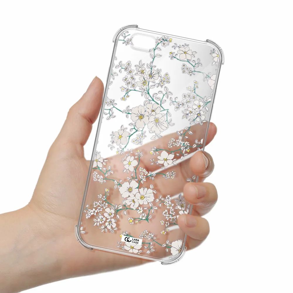 White Flower Apple iPhone 6 plus Clear PC Case