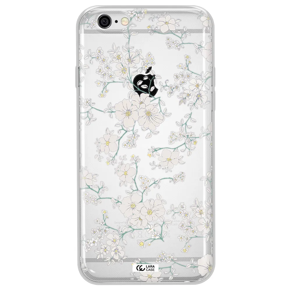 White Flower Apple iPhone 6 plus Clear TPU Case
