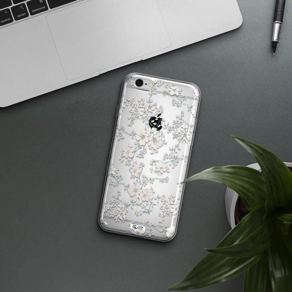 White Flower Apple iPhone 6 plus Clear TPU Case