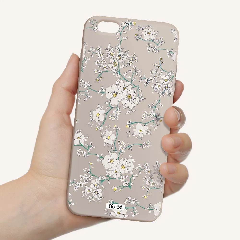 White Flower Apple iPhone 6 plus Silicone Stone Case