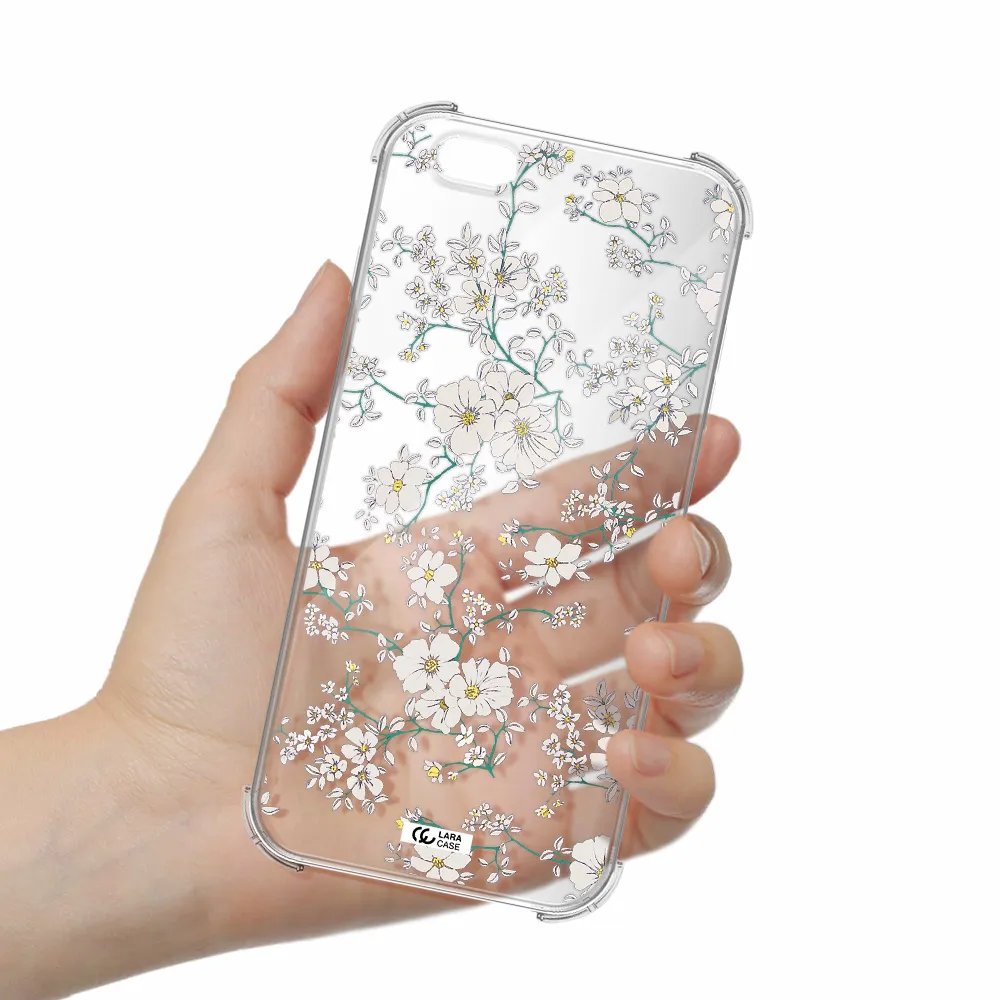 White Flower Apple iPhone 6 s plus Clear PC Case