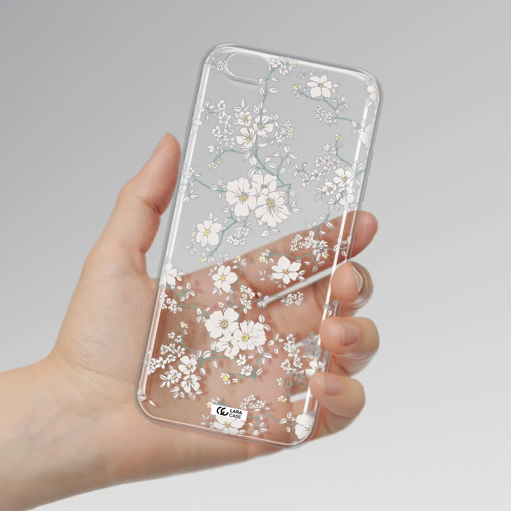 White Flower Apple iPhone 6 s plus Clear TPU Case