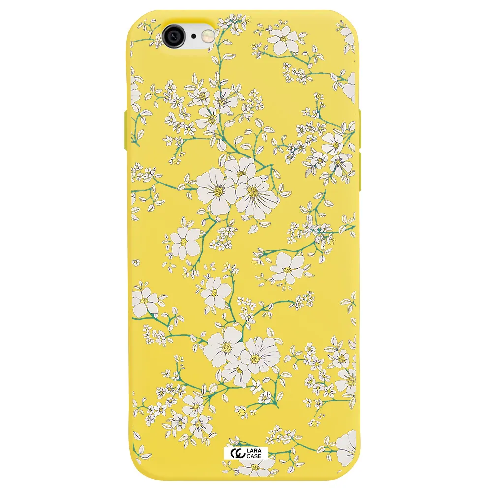 White Flower Apple iPhone 6 Silicone canary yellow Case