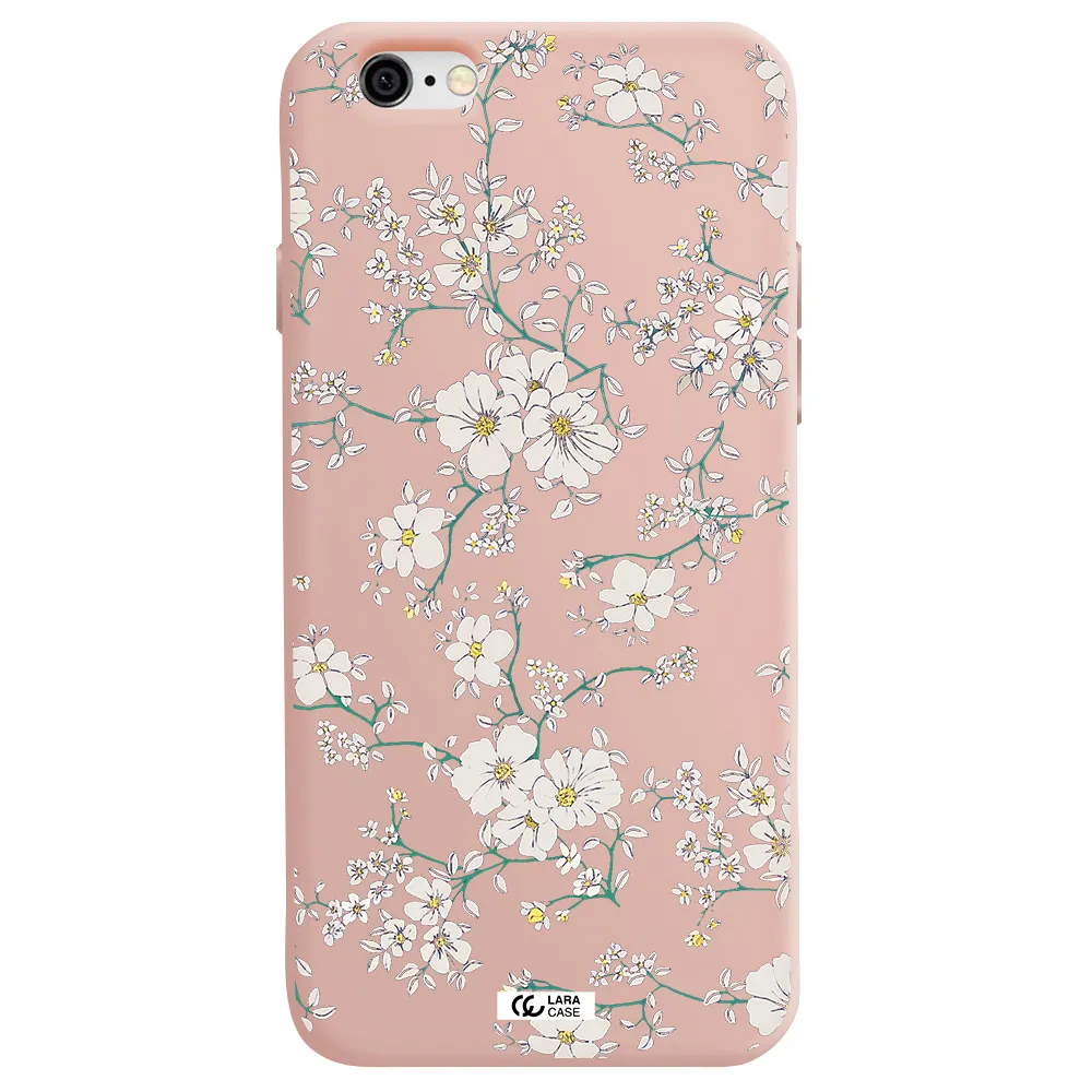 White Flower Apple iPhone 6 Silicone pastel pink Case