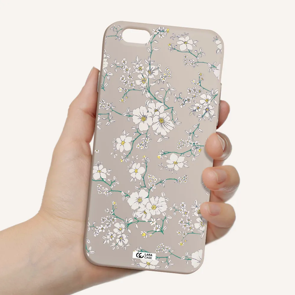 White Flower Apple iPhone 6 Silicone Stone Case