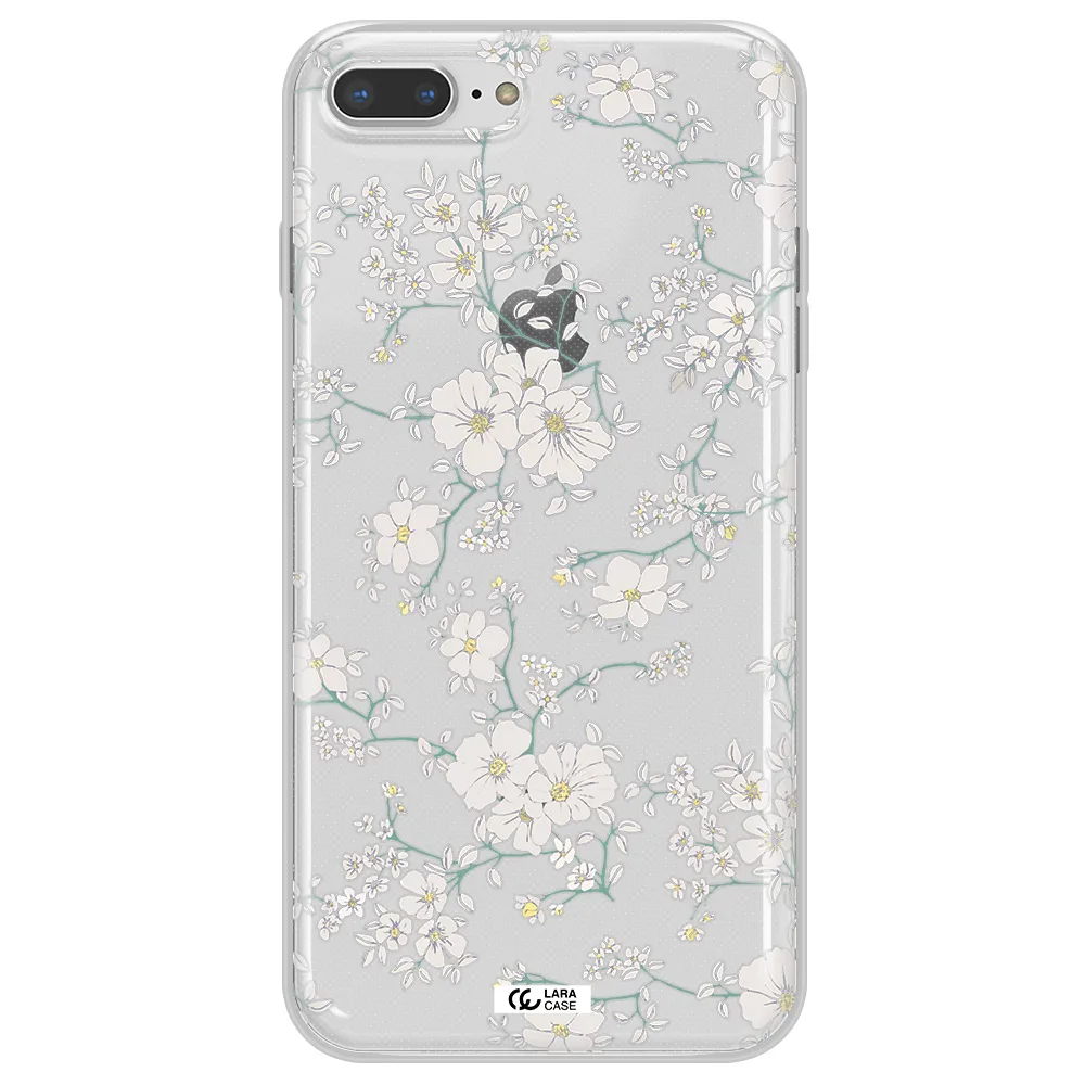 White Flower Apple iPhone 7 plus Clear TPU Case