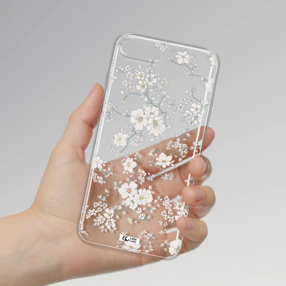 White Flower Apple iPhone 7 plus Clear TPU Case