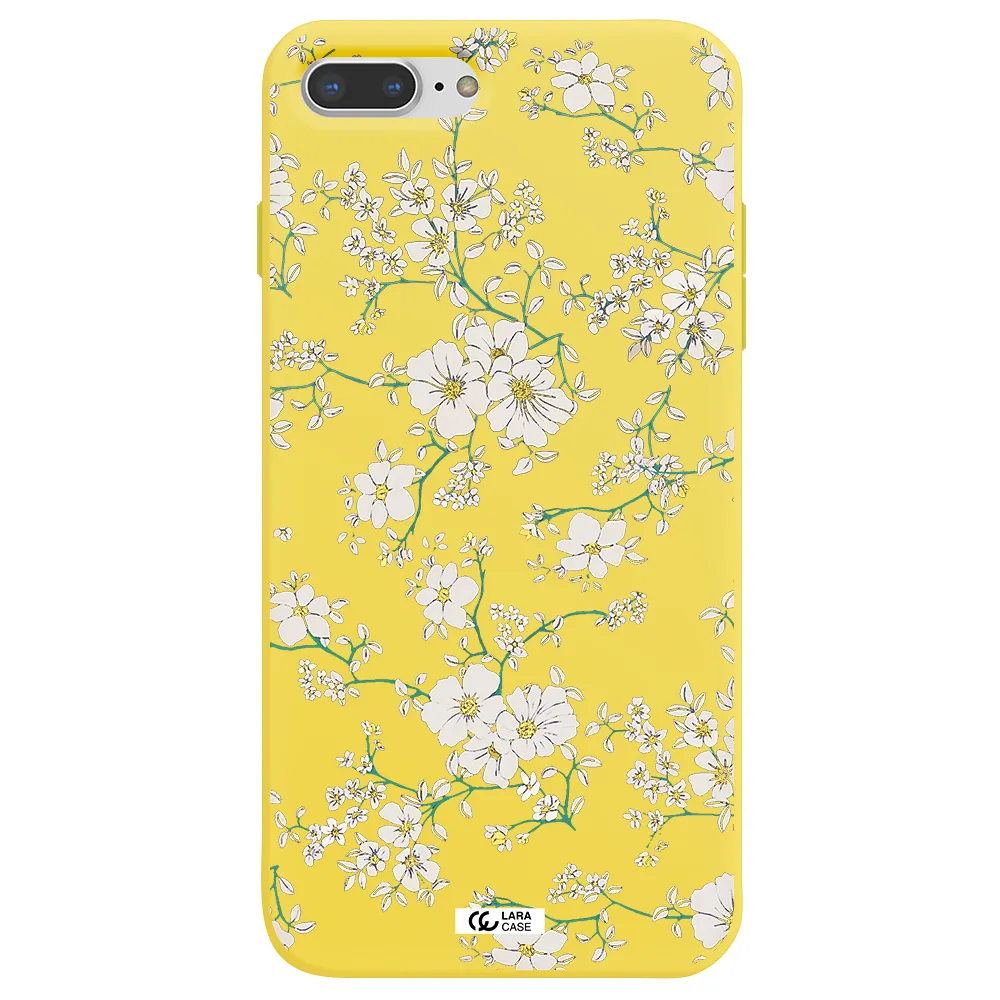 White Flower Apple iPhone 7 plus Silicone canary yellow Case
