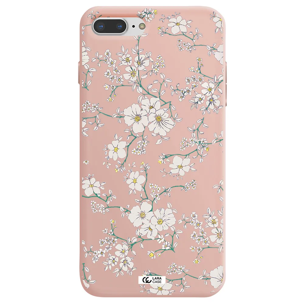 White Flower Apple iPhone 7 plus Silicone pastel pink Case