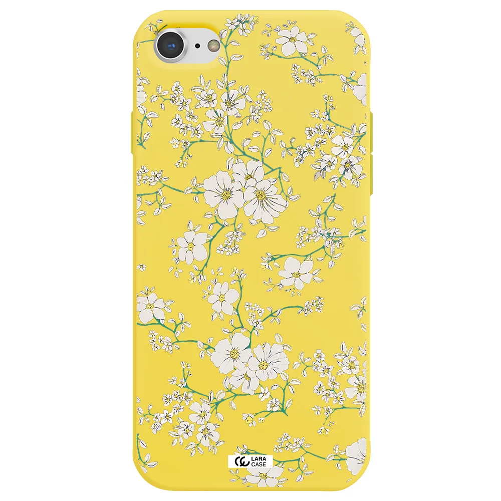 White Flower Apple iPhone 7 Silicone canary yellow Case
