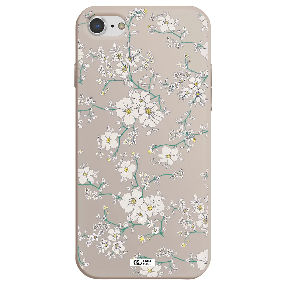 White Flower Apple iPhone 7 Silicone Stone Case
