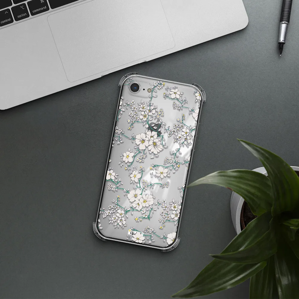 White Flower Apple iPhone 8 Clear PC Case