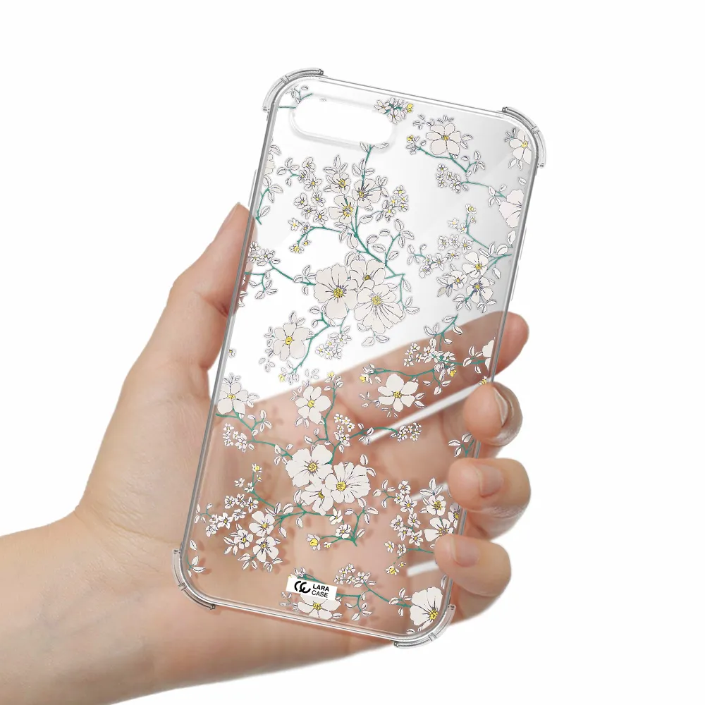 White Flower Apple iPhone 8 plus Clear PC Case