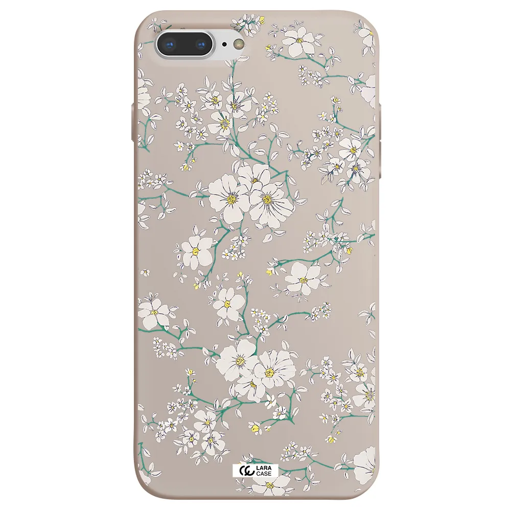 White Flower Apple iPhone 8 plus Silicone Stone Case