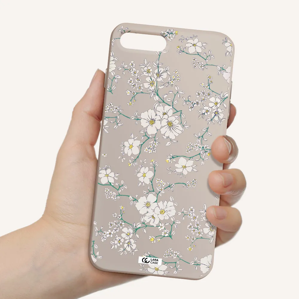 White Flower Apple iPhone 8 plus Silicone Stone Case