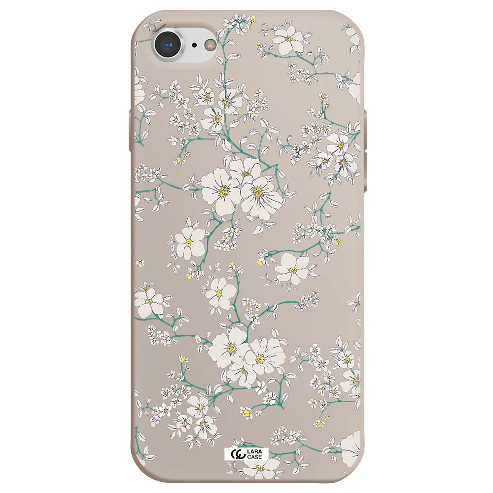 White Flower Apple iPhone 8 Silicone Stone Case