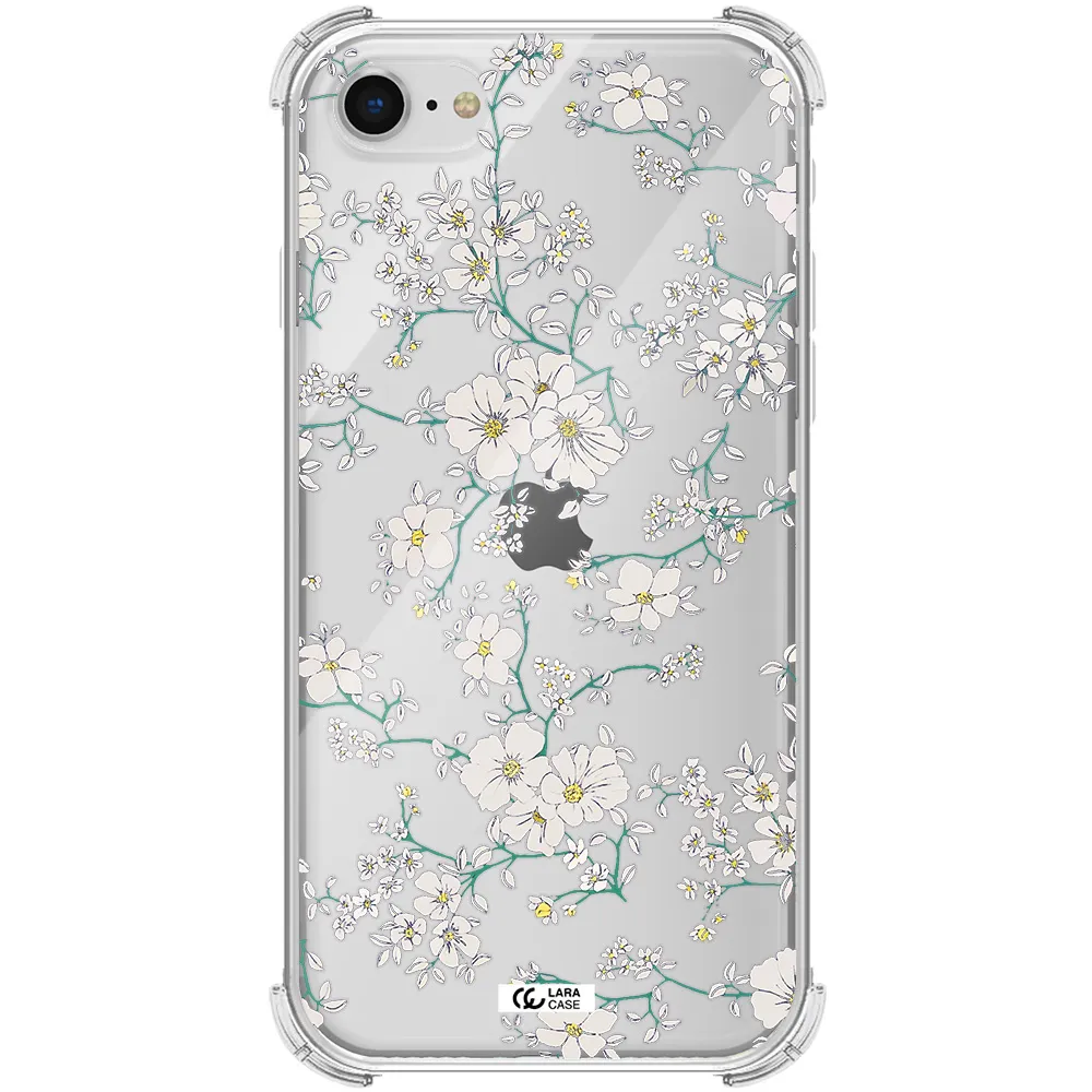 White Flower Apple iPhone se 2020 Clear PC Case