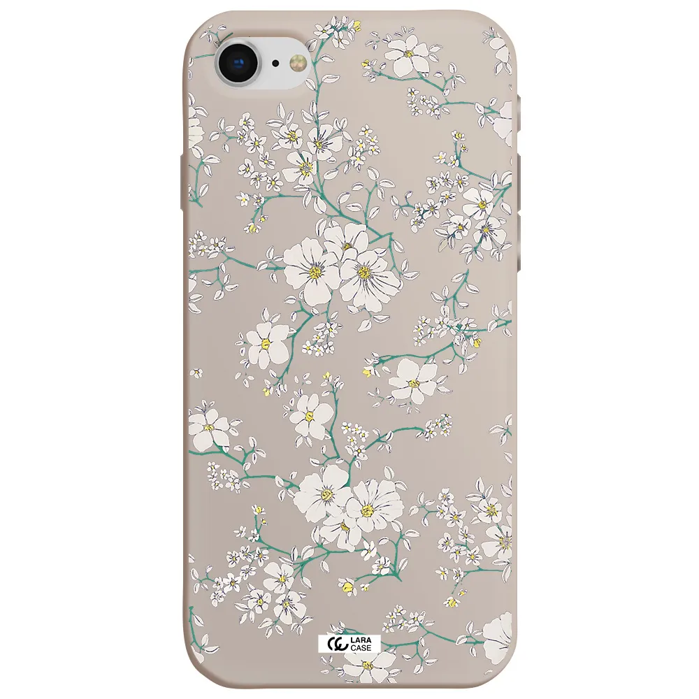White Flower Apple iPhone se 2020 Silicone Stone Case