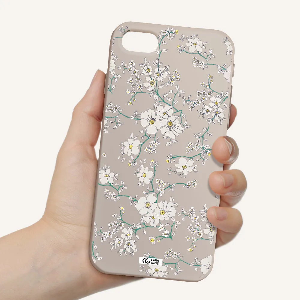 White Flower Apple iPhone se 2020 Silicone Stone Case