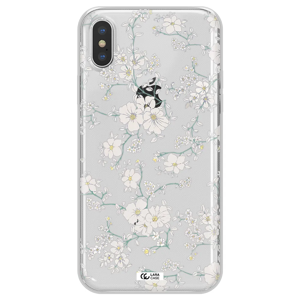 White Flower Apple iPhone X Clear TPU Case