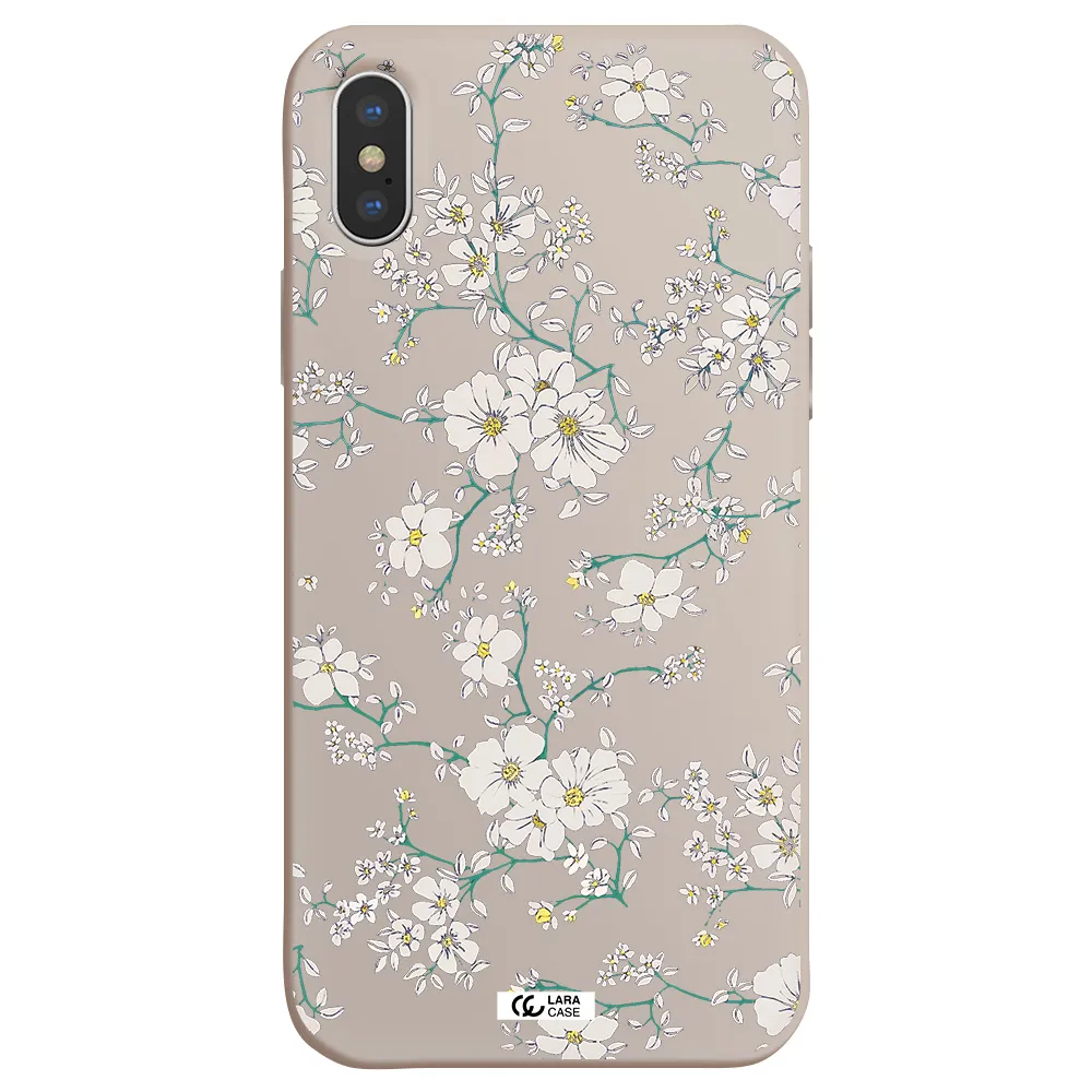 White Flower Apple iPhone X Silicone Stone Case