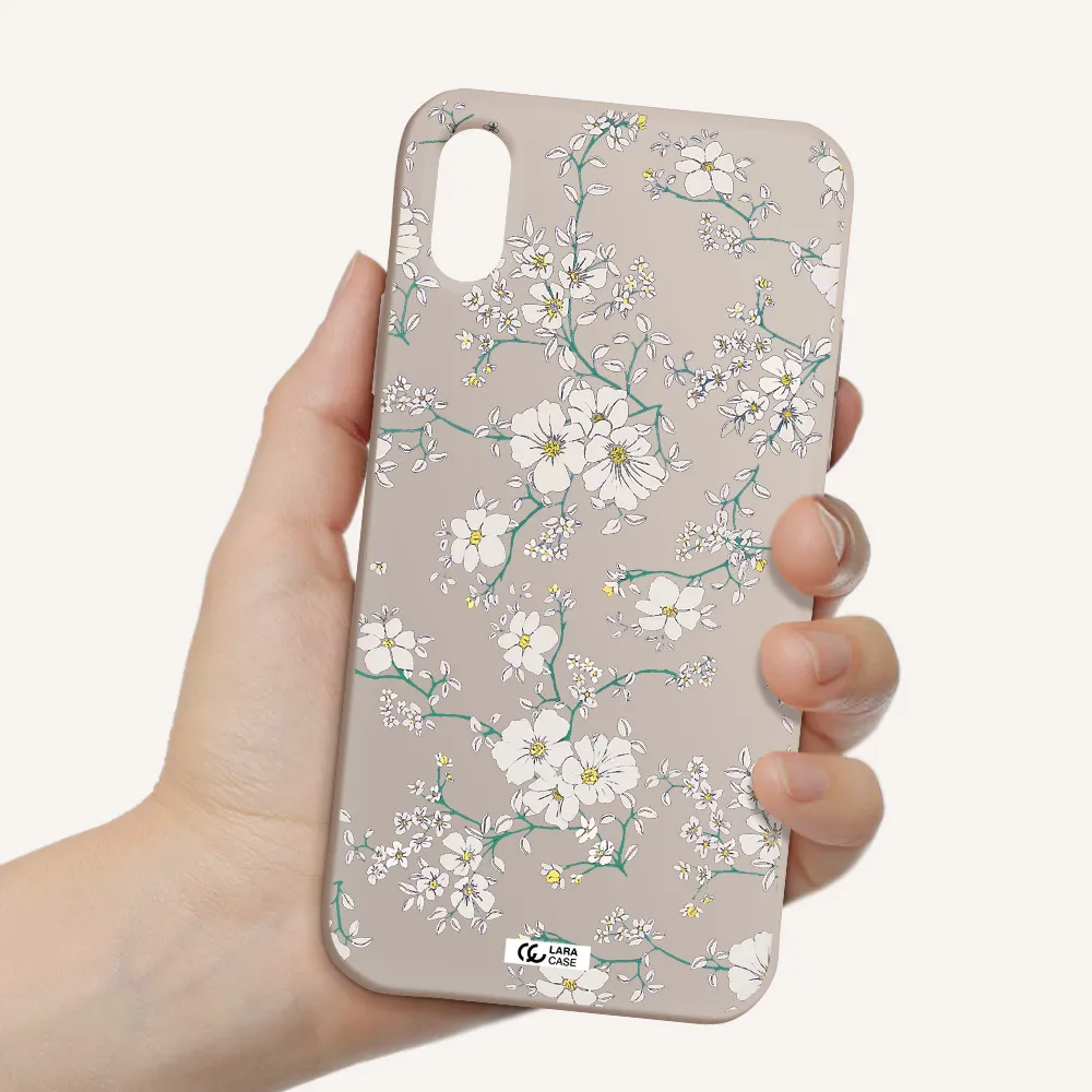 White Flower Apple iPhone X Silicone Stone Case
