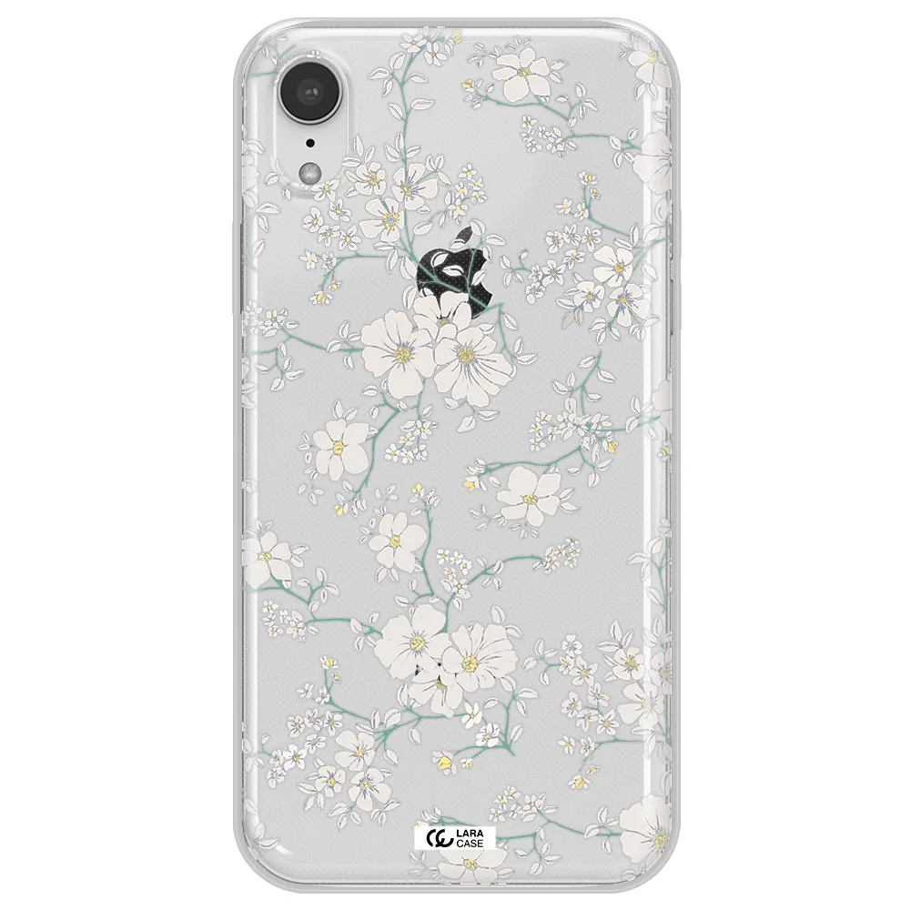 White Flower Apple iPhone XR Clear TPU Case