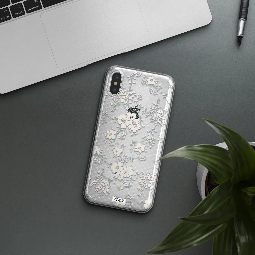 White Flower Apple iPhone XS Clear TPU Case