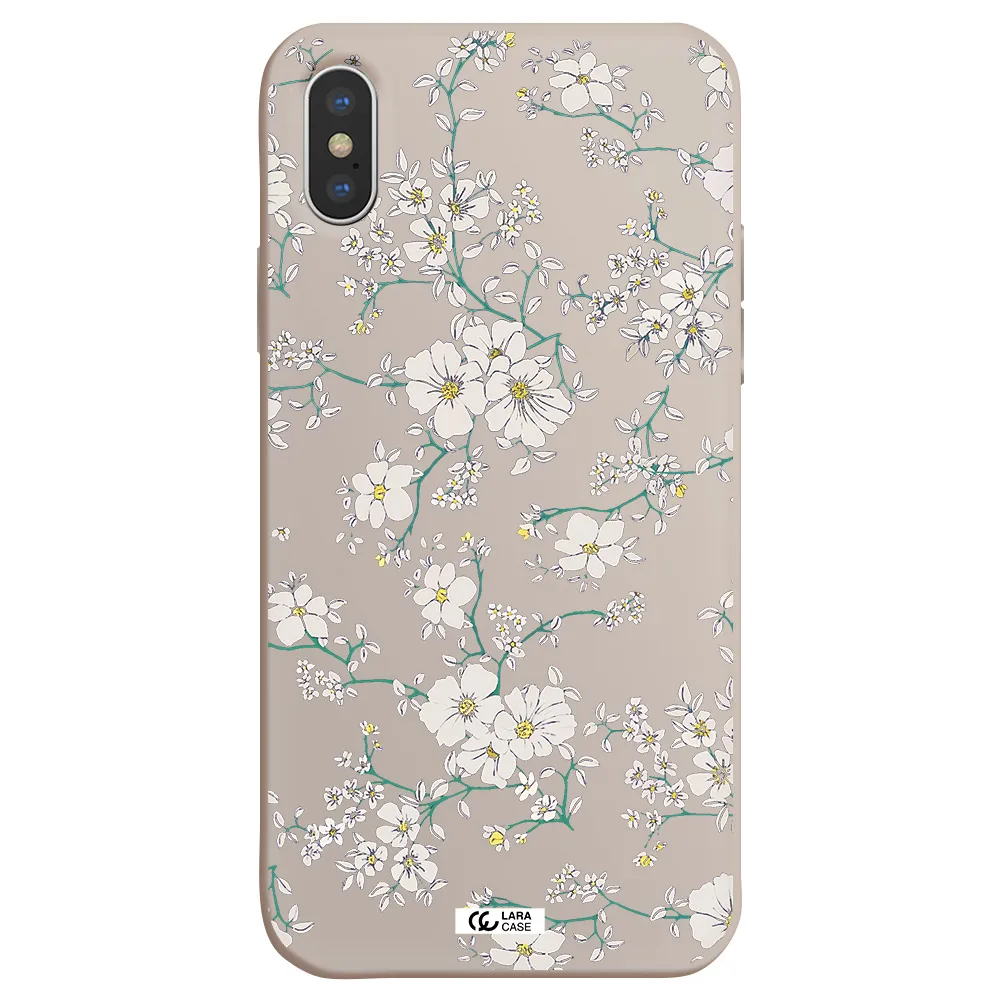 White Flower Apple iPhone XS Silicone Stone Case
