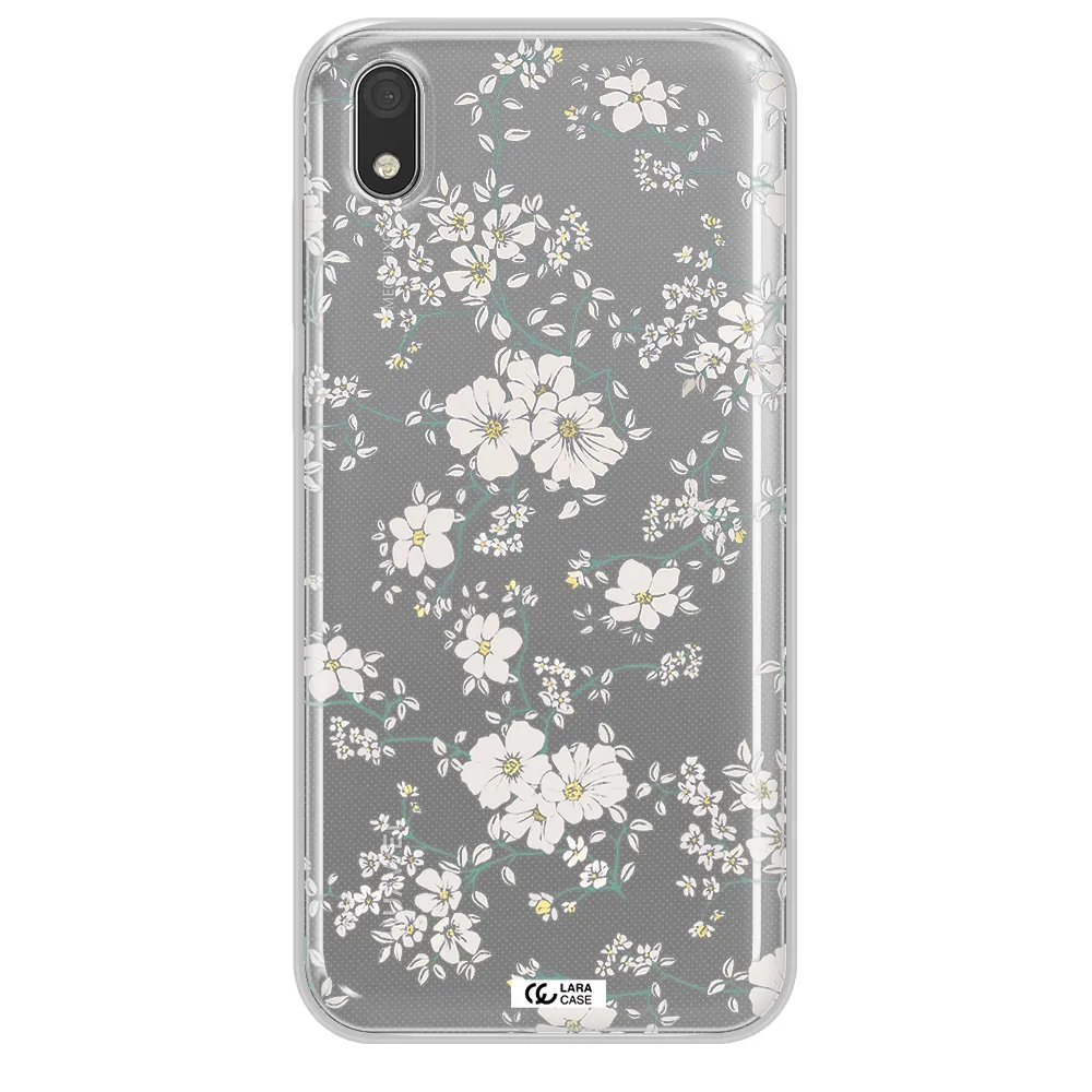 White Flower Huawei Honor 8S Clear TPU Case