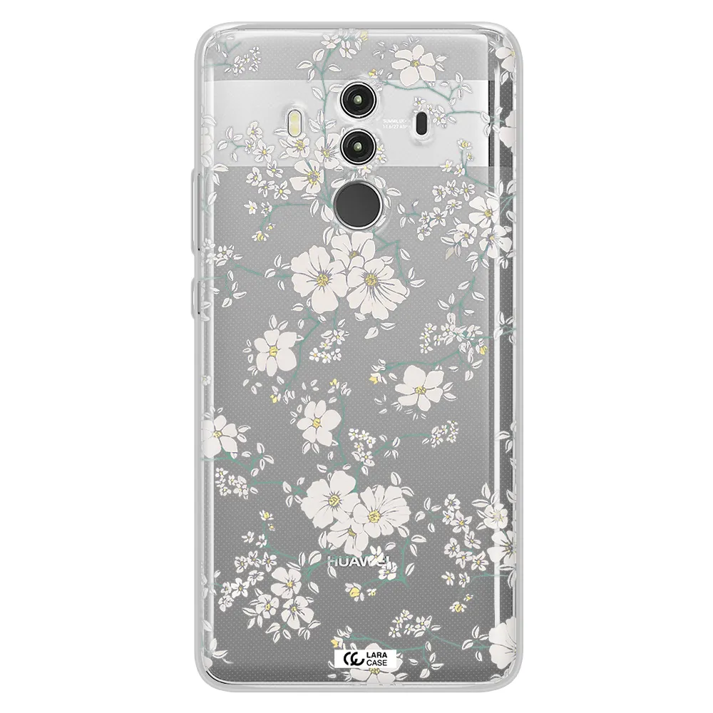 White Flower Huawei Mate 10 Clear TPU Case