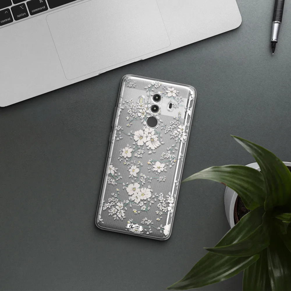 White Flower Huawei Mate 10 Clear TPU Case