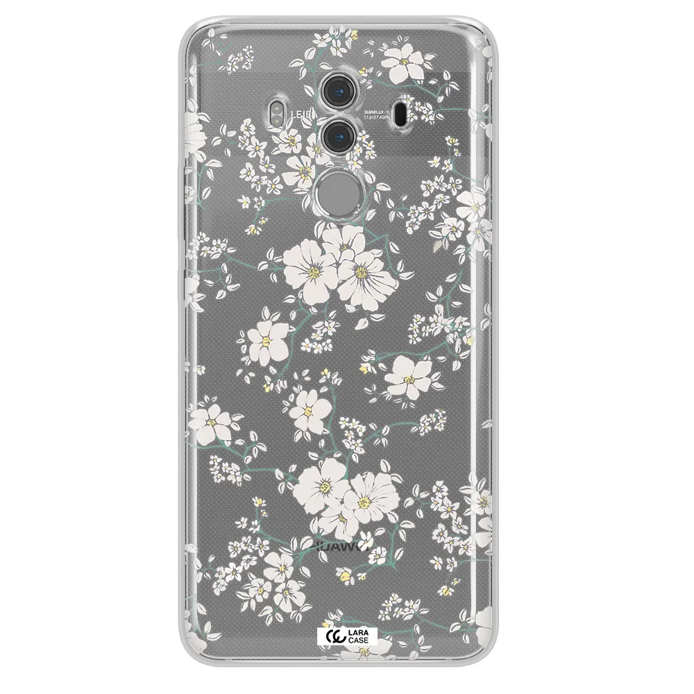 White Flower Huawei Mate 10 Pro Clear TPU Case